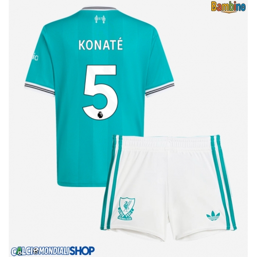 Maglie da calcio Liverpool Ibrahima Konate #5 Terza Maglia Bambino 2025-26 Manica Corta + Pantaloni corti)